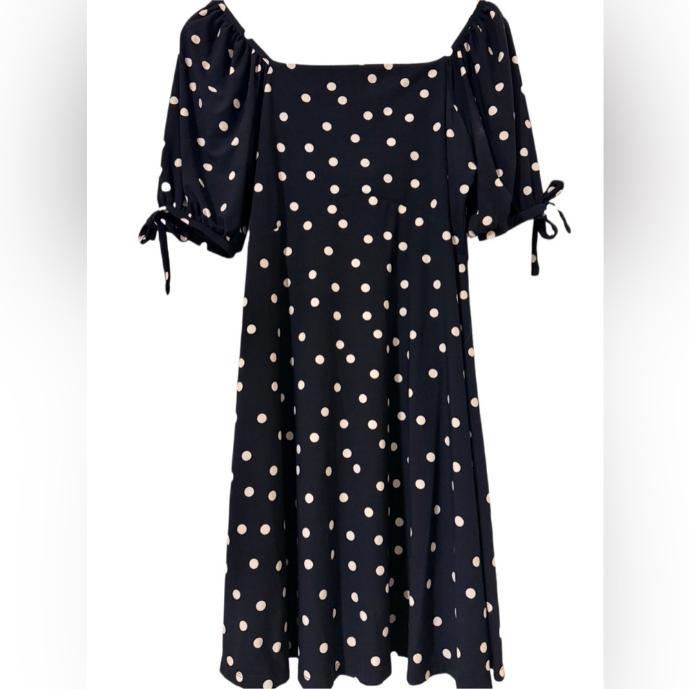 Tommy‎ Hilfiger Navy White Polka Dot Fit & Flare Midi Dress • Women’s 8